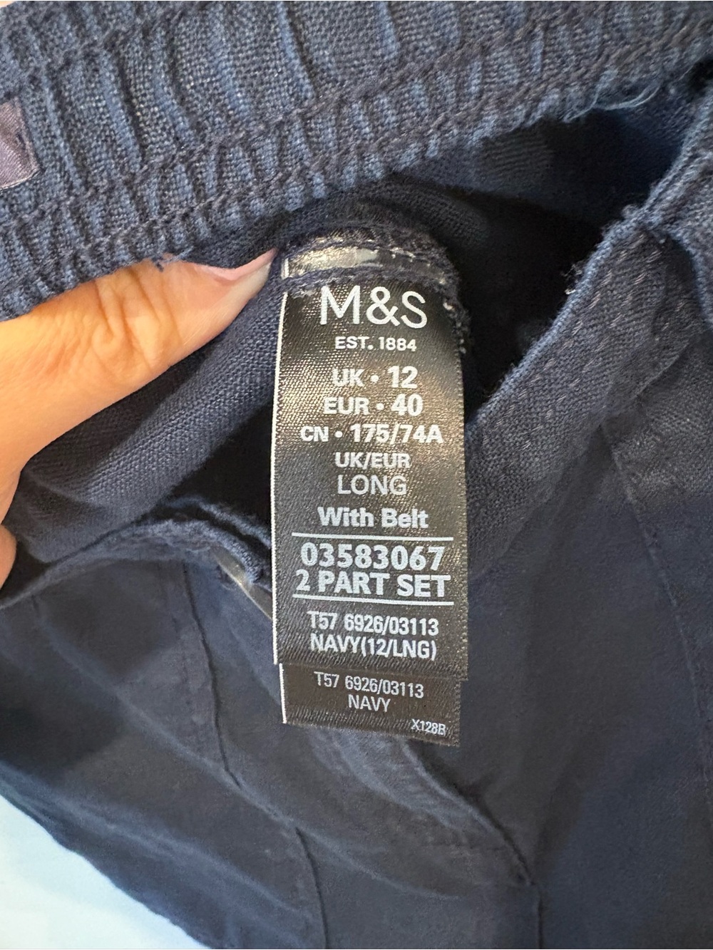 M&S Collection Navy Linen Pants - Picture 4 of 6